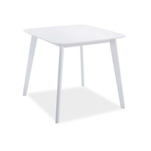 Bílý stůl s nohama z kaučukového dřeva Signal Sigma, 80 x 80 cm