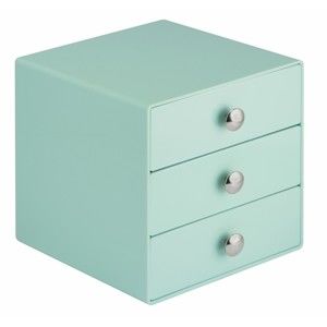 Mátově zelený úložný box s 3 šuplíky iDesign Drawers, výška 16,5  cm