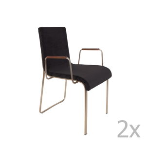Sada 2 černých židlí s područkami Dutchbone Fiore