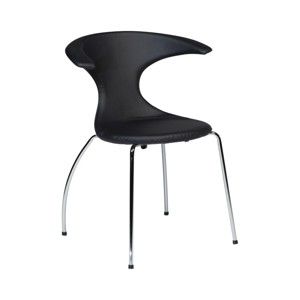 Černá jídelní židle z eko kůže s pochromovaným podnožím DAN–FORM Denmark Flair