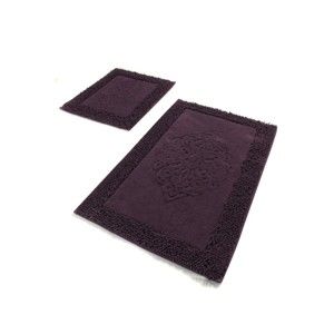 Sada 2 tmavě fialových bavlněných koupelnových předložek Confetti Bathmats Piante Purple