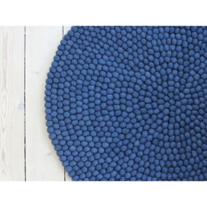 Modrý kuličkový vlněný koberec Wooldot Ball Rugs, ⌀ 140 cm