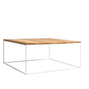 Konferenční stolek s bílou konstrukcí a deskou v dekoru dubového dřeva Custom Form Tensio, délka 100 cm