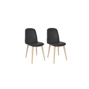 Sada 2 antracitově černých jídelních židlí s nohami z masivního dubového dřeva WOOD AND VISION Classic