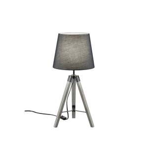 Šedá stolní lampa z přírodního dřeva a tkaniny Trio Tripod, výška 57,5 cm