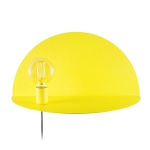 Žlutá nástěnná lampa s poličkou Shelfie, výška 25 cm
