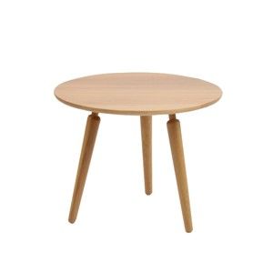 Přírodní konferenční stolek z dubového dřeva Folke Cappuccino, výška 50 cm x ∅ 60 cm