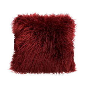 Vínově červený chlupatý polštář HF Living Fluffy, 45 x 45 cm