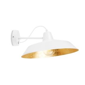 Bílé nástěnné svítidlo s detailem ve zlaté barvě Bulb Attack Cinco Basic