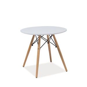 Bílý kulatý stůl s nohama z kaučukového dřeva Signal Soho, ⌀ 90 cm