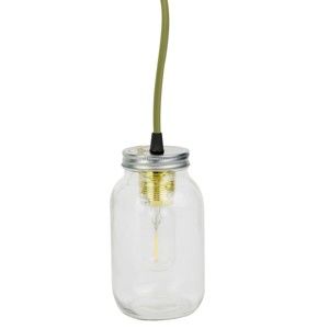 Závěsné stropní svítidlo se zeleným kabelem Le Studio Mason Jar Lamp Wire