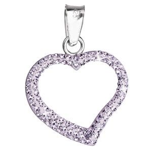 Světle fialový přívěsek ze stříbra se Swarovski krystaly ve tvaru srdce Je Veux Marisso
