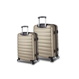 Sada 2 cestovních kufrů na kolečkách s USB porty ve zlaté barvě My Valice RESSNO Cabin & Medium