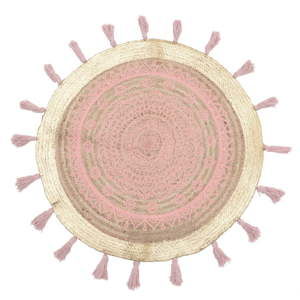 Růžový kruhový koberec z juty a bavlny InArt, ⌀ 90 cm