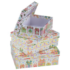 Sada 3 hranatých kartonových boxů Unimasa Gift, 18,5 x 16,5 cm