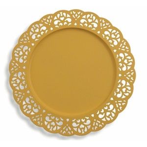 Sada 6 dekorativních žlutých kovových talířů Villa d'Este Pierced, ⌀ 32 cm