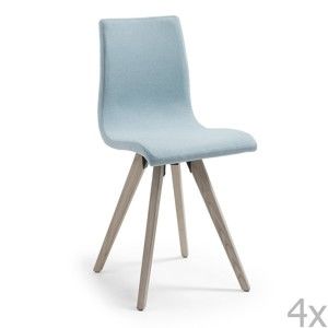 Sada 4 světle modrých jídelních židlí La Forma Una