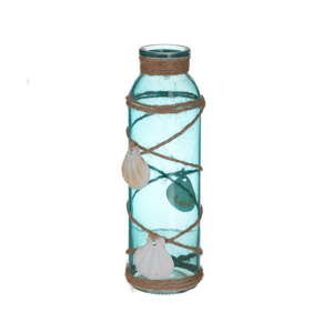 Modrá skleněná dekorativní láhev s mušličkami InArt Sea, ⌀ 6 cm