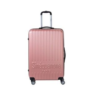 Světle růžový cestovní kufr na kolečkách s kódovým zámkem SINEQUANONE Rina, 107 l