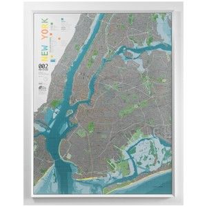 Mapa New Yorku v průhledném pouzdru The Future Mapping Company New York City, 130 x 100 cm