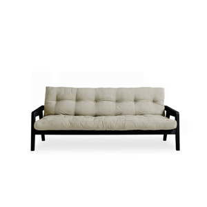 Černá variabilní rozkládací pohovka s futonem v šedobéžové barvě Karup Grab Black/Linen