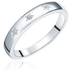Stříbrný prsten s pravým diamantem Tess Diamonds Dominica, vel. 56