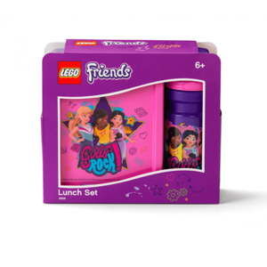 Set růžovo-fialového svačinového boxu a lahve na pití LEGO® Friends Girls Rock