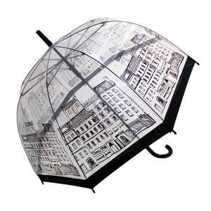 Transparentní holový deštník s černými detaily Birdcage Temps City, ⌀ 79 cm