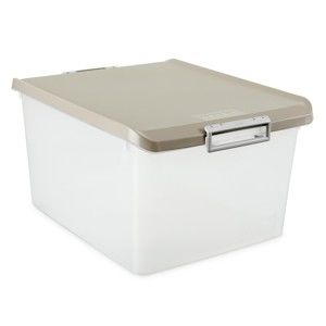 Průhledný úložný box s béžovým víkem Ta-Tay Storage Box, 35 l