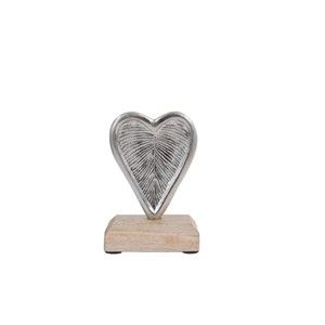 Vánoční dekorace ve tvaru srdce s dřevěným podstavcem Ego Dekor, výška 12 cm