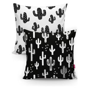 Sada 2 povlaků na polštáře Minimalist Cushion Covers BW Cactuses, 45 x 45 cm