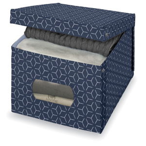 Tmavě modrý úložný box Domopak Metrik Extra Large, 50 x 42 cm