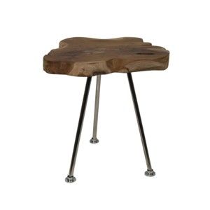 Odkládací stolek s deskou z teakového dřeva HSM collection Tribe, ⌀ 40 cm