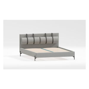 Světle šedá čalouněná dvoulůžková postel s roštem 200x200 cm Tulsa – Ropez