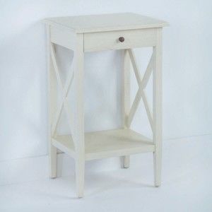 Bílý dřevěný noční stolek Thai Natura, 42 x 70 cm