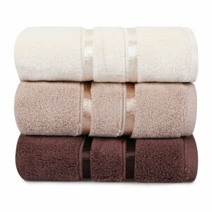 Sada 3 hnědých bavlněných ručníků Hobby Dolce, 50 x 90 cm