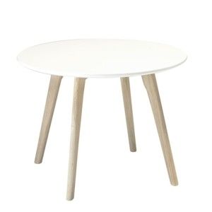 Bílý konferenční stolek s nohami z dubového dřeva Furnhouse Life, Ø 60 cm