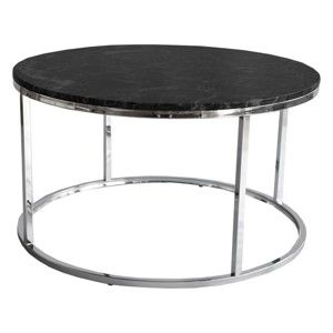 Černý žulový konferenční stolek s chromovaným podnožím RGE Accent, ⌀ 85 cm