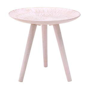 Růžový odkládací stolek z březového dřeva InArt Antique, ⌀ 40 cm