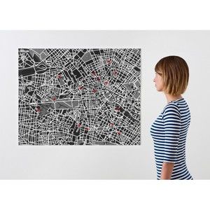 Černá nástěnná mapa Palomar Pin Berlín