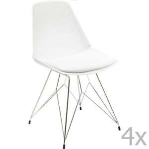 Sada 4 bílých židlí Kare Design Wire White