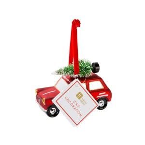 Skleněná vánoční dekorace ve tvaru autíčka Talking tables Car and Tree