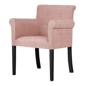 Růžová židle s černými nohami z bukového dřeva Ted Lapidus Maison Flacon