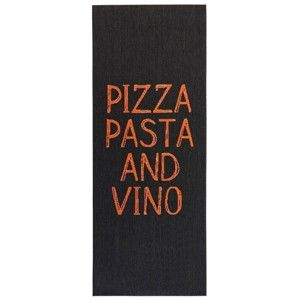 Černý kuchyňský běhoun Hanse Home Pizza Pasta and Vino, 80 x 200 cm