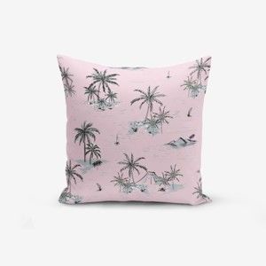 Růžový povlak na polštář Minimalist Cushion Covers Palm Adası, 45 x 45 cm
