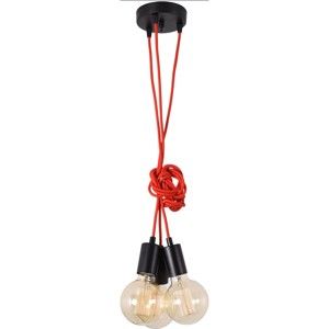 Červené stropní svítidlo s 3 žárovkami Filament Style Spider Lamp