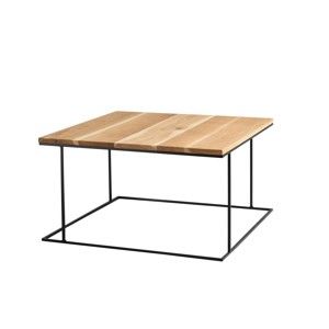 Konferenční stolek s černým podnožím a dubovou deskou Custom Form Walt, 80 x 80 cm