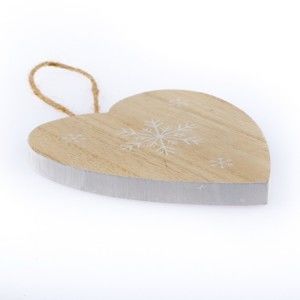 Sada 3 dřevěných závěsných srdcí Dakls Snowflake, výška 11 cm
