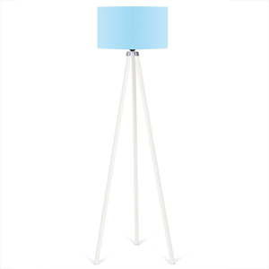 Bílá volně stojící lampa se světle modrým stínítkem Kate Louise Beyaz