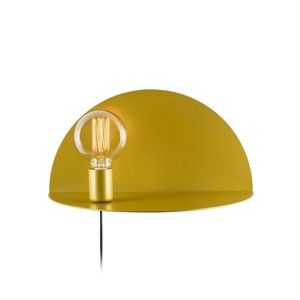 Hořčicově žlutá nástěnná lampa s poličkou Shelfie, výška 20 cm